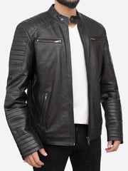 Men Black Padded Motorcycle Jacket