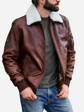 Martin Brown Leather Jacket With Fur Collar