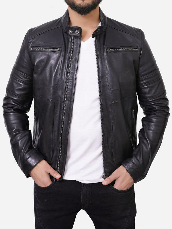 Mason Cafe Racer Genuine Black Leather Jacket