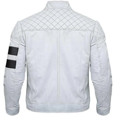 Men's Biker White Leather Jacket