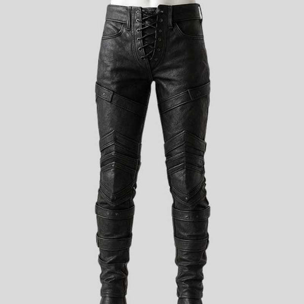 Men's Handmade Black Leather Warrior Pants