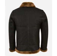 Men's B3 Sheepskin Belted Brown Jacket