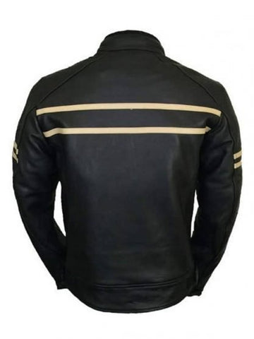 Men's Black Retro Leather Biker Jacket