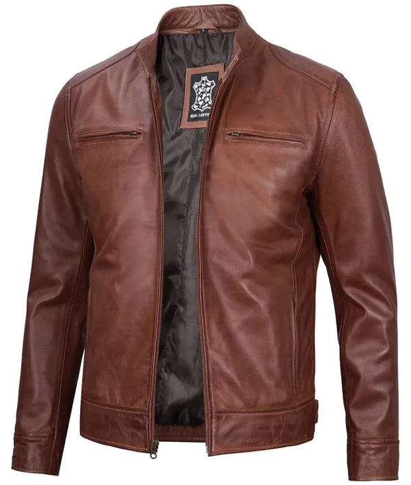 Men’s Real Leather Motorcycle Jacket | Cafe Racer Style