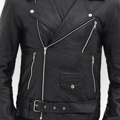 Men's Black Motorcycle Real Leather Jacket
