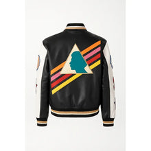 Multi-Color Triangle Leather Varsity Jacket
