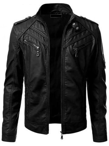 Men’s Slim Fit Black Leather Jacket