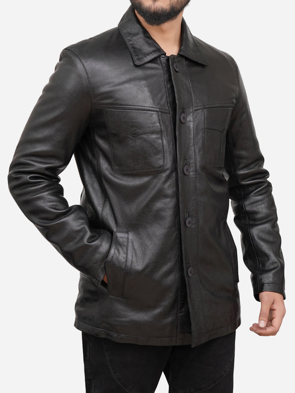 Ronnie Genuine Black Leather Trucker Jacket