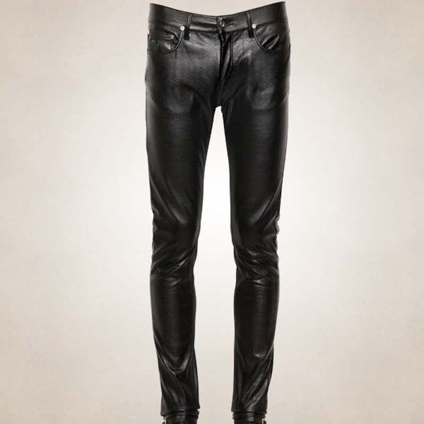 Men’s Black Skinny Fit Leather Pants