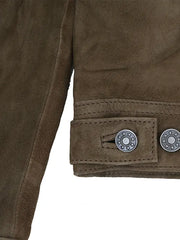 Corey Olive Green Suede Trucker Jacket