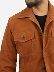 Ricardo Brown Leather Suede Trucker Jacket