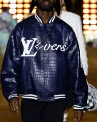 Mens Louis Vuitton Vers 2024 Blue Varsity Jacket