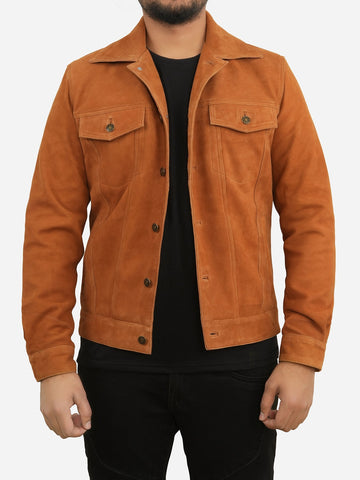 Ricardo Brown Leather Suede Trucker Jacket