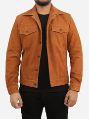 Ricardo Brown Leather Suede Trucker Jacket