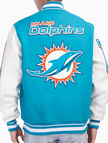Ghulam Miami Dolphins Blue And White Wool Varsity Jacket