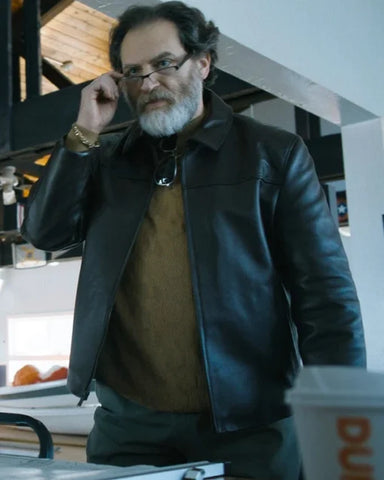 Michael Stuhlbarg The Instigators 2024 Black Leather Jacket
