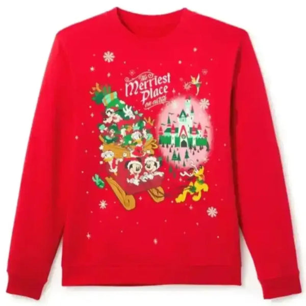 Mickey Mouse The Merriest Place on Earth Red Sweatshirt