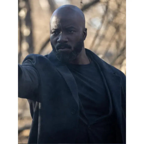 Mike Colter Alarum 2025 Black Wool Coat