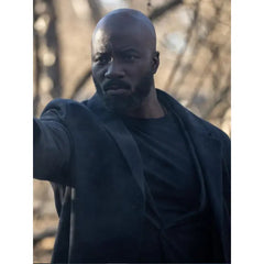 Mike Colter Alarum 2025 Black Wool Coat