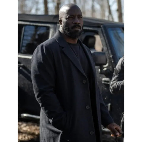 Mike Colter Alarum 2025 Black Wool Coat