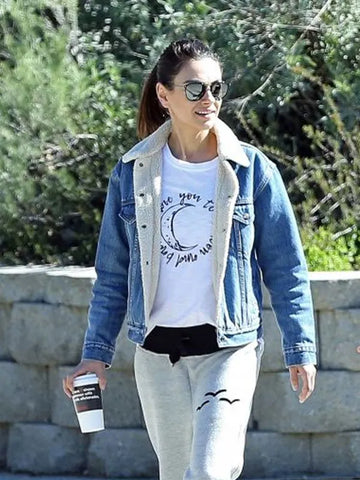 Mila Kunis Shearling Denim Jacket