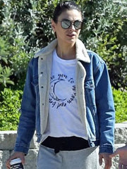 Mila Kunis Shearling Denim Jacket