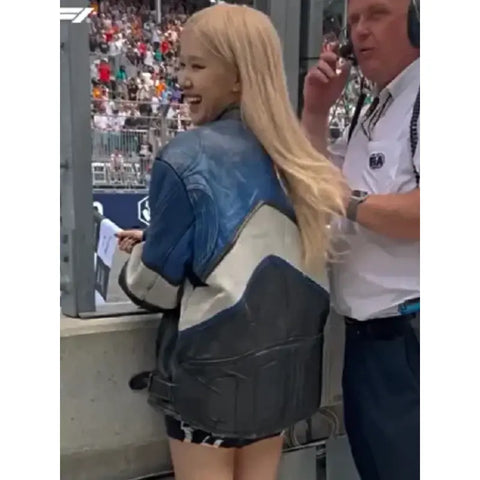 2025 Mimai GP ROSÉ Blue Leather Racer Jacket