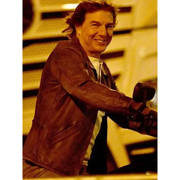 Tom Cruise Mission Impossible The Final Reckoning Brown Leather Jacket