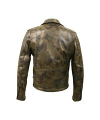 Men Modern Camouflage Leather Jacket