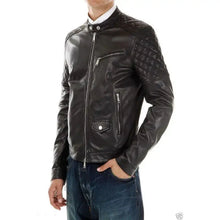 Motorcycle Leather Men Black Jacket