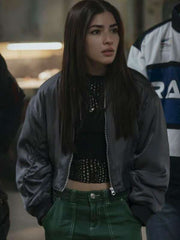 Motorheads Caitlyn Torres Grey Bomber Jacket