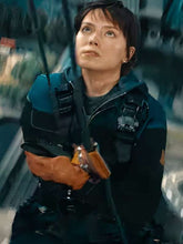 Daisy Ridley Cleaner Blue and Black Jacket