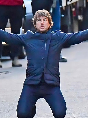 Mission Impossible 8 Tom Cruise Blue Puffer Jacket