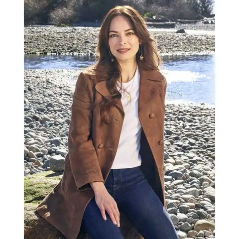 Murder In A Small Town Kristin Kreuk Suede Leather Coat