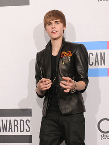 Music Awards Winners Justin Bieber Black Leather Jacket