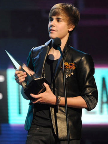 Music Awards Winners Justin Bieber Black Leather Jacket