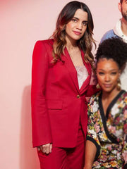 Natalie Morales My Dead Friend Zoe Movie Event Red Suit