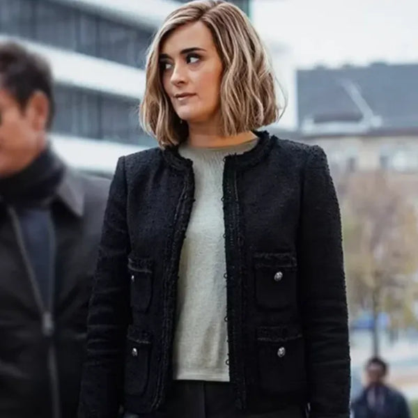 NCIS Tony and Ziva Cote de Pablo Black Tweed Jacket