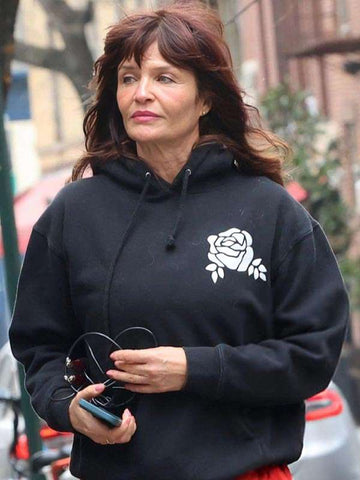 NYC  Helena Christensen Black Flower Hoodie