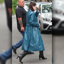 NYC 2025 Selena Gomez Blue Leather Coat