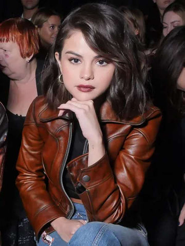 NYFW Show Selena Gomez Leather Jacket