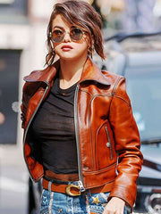 NYFW Show Selena Gomez Leather Jacket