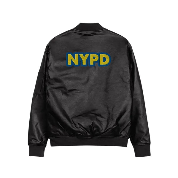NYPD Leather Bomber Black Jacket