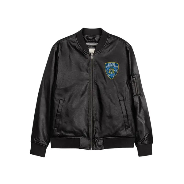 NYPD Leather Bomber Black Jacket