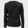 Natalie Shearling Leather Black Belted Biker Jacket