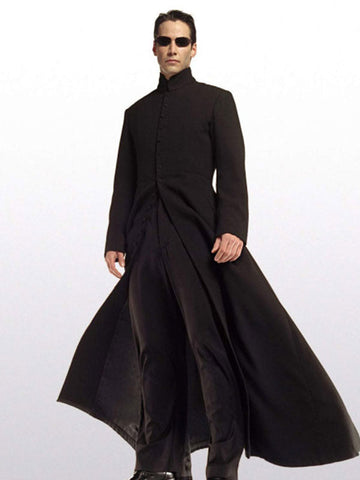 Neo Matrix Keanu Reeves Black Trench Coat