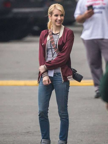 Emma Roberts Nerve Satin Bomber Jacket