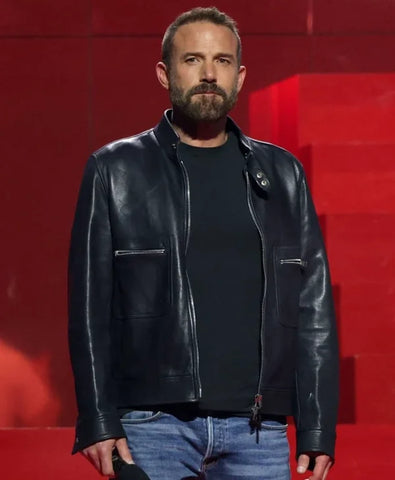 Tudum Ben Affleck Black Leather Jacket