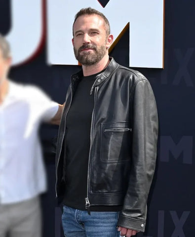 Tudum Ben Affleck Black Leather Jacket