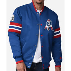 New England Patriots Satin Blue Varsity Jacket